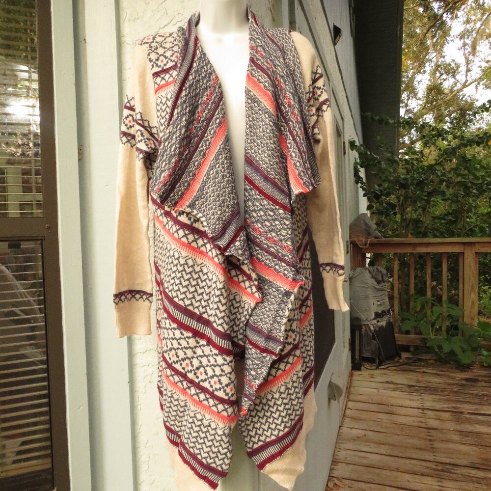 Aeropostle Geometric design womens XL wrap front Long Sweater